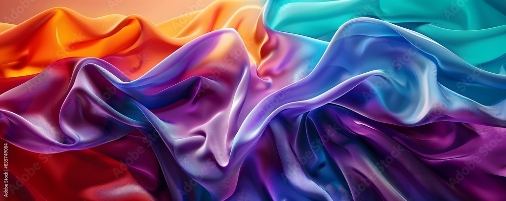 abstract background with colorful wave of fabric, purple blue orange teal colors abstract background with colorful wave of fabric, purple blue orange teal colors