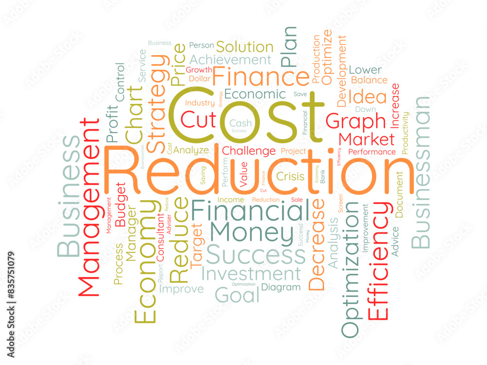 Fototapeta premium Cost Reduction word cloud template. Efficiency concept vector tagcloud background.