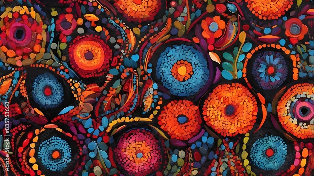 Vivid Indigenous Dot Pattern: Cultural Artistry Unveiled, Colorful Expression: Vibrant Indigenous Dot Pattern Art, Traditional Beauty: Indigenous Dot Pattern in Vibrant Hues, Dynamic Cultural Heritage Vivid Indigenous Dot Pattern: Cultural Artistry Unveiled, Colorful Expression: Vibrant Indigenous Dot Pattern Art, Traditional Beauty: Indigenous Dot Pattern in Vibrant Hues, Dynamic Cultural Heritage
