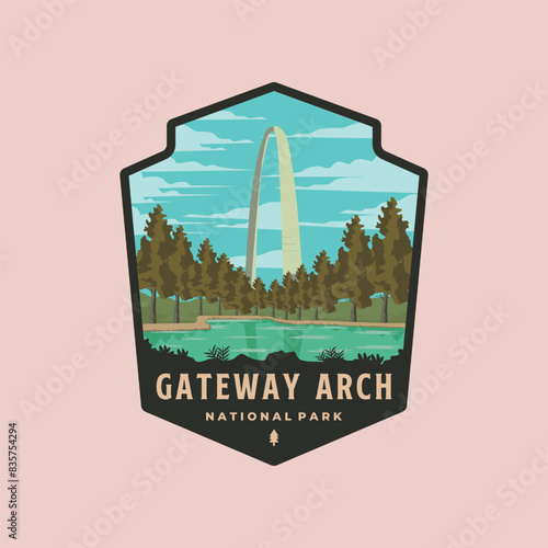 gateway arch national park emblem logo vector symbol illustration design