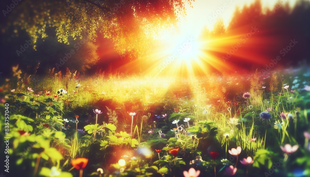 Fototapeta premium An image of a bright and sunny meadow with Betony flowers