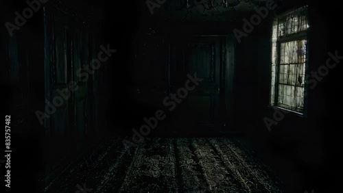 Dark and Scary Room with a Haunted, Ghostly Atmosphere - Gloomy, Empty Background for Horror Movie Themes