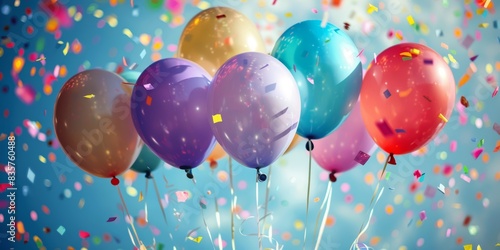Colorful balloons and confetti, ideal for festive occasions