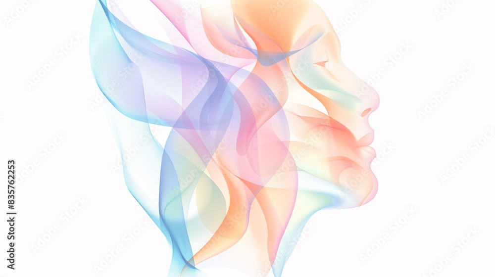 Fototapeta premium A harmonious vector illustration featuring an intricate blend of geometric shapes and pastel hues, symbolizing unity and peace within the LGBTQ+ community, ideal for commercial usage during Pride