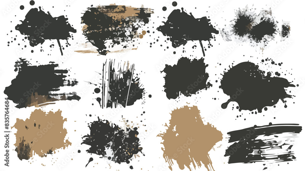 Dirty Grunge Textures Vector Set flat vector style 