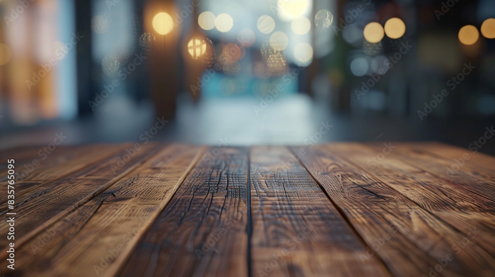 Rustic Wooden Table with Warm Ambient Lighting and Bokeh Background - Perfect for Restaurant, Café, and Cozy Home Decor Rustic Wooden Table with Warm Ambient Lighting and Bokeh Background - Perfect for Restaurant, Café, and Cozy Home Decor