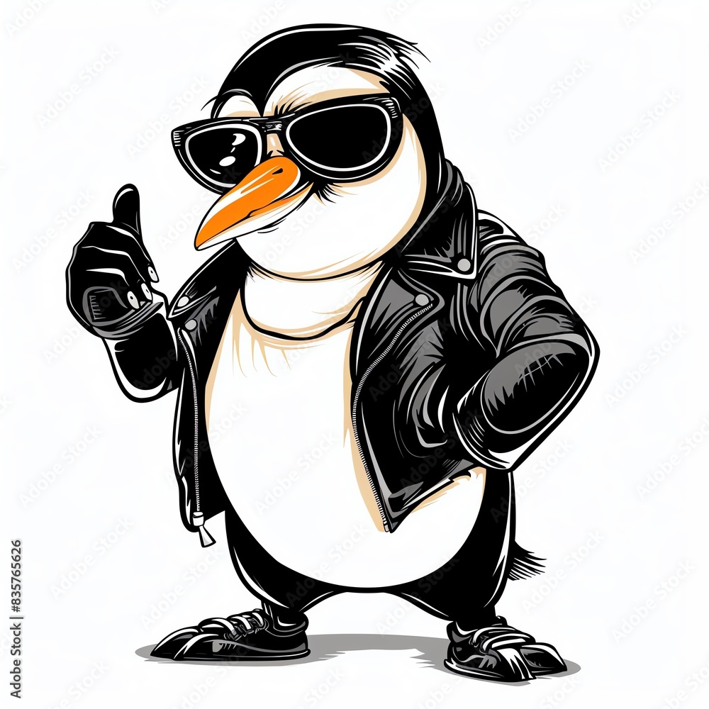 Obraz premium A retro penguin character acting super cool The penguin has a confident stance