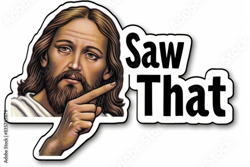 Religious Sticker of Jesus Christ Pointing with 