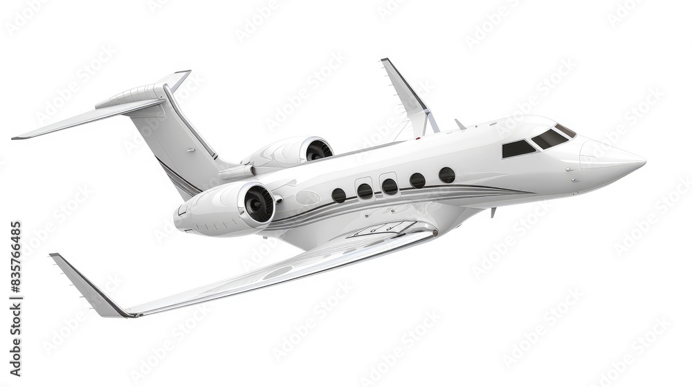 Small White Airplane Soaring Through Blue Sky Small White Airplane Soaring Through Blue Sky