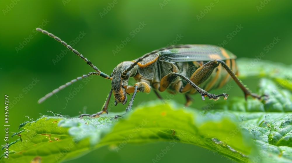 Fototapeta premium A bug is on a leaf