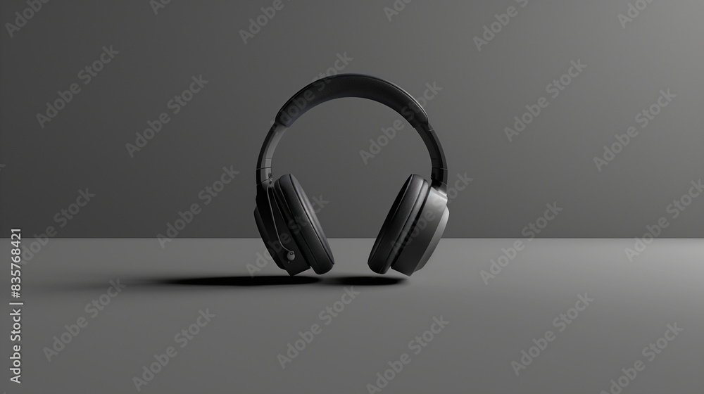 A pair of headphones is on a black background A pair of headphones is on a black background