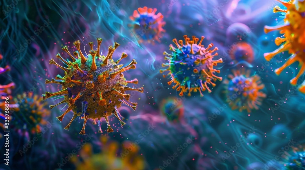 Fototapeta premium A colorful image of viruses floating in the air
