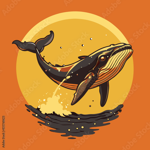 whale jump vector