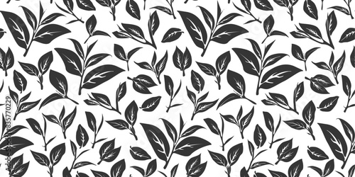 green leaves vector pattern background. Green tea leaf seamless pattern. tea leaves pattern background. seamless patterns with green leaves  of tea. 
