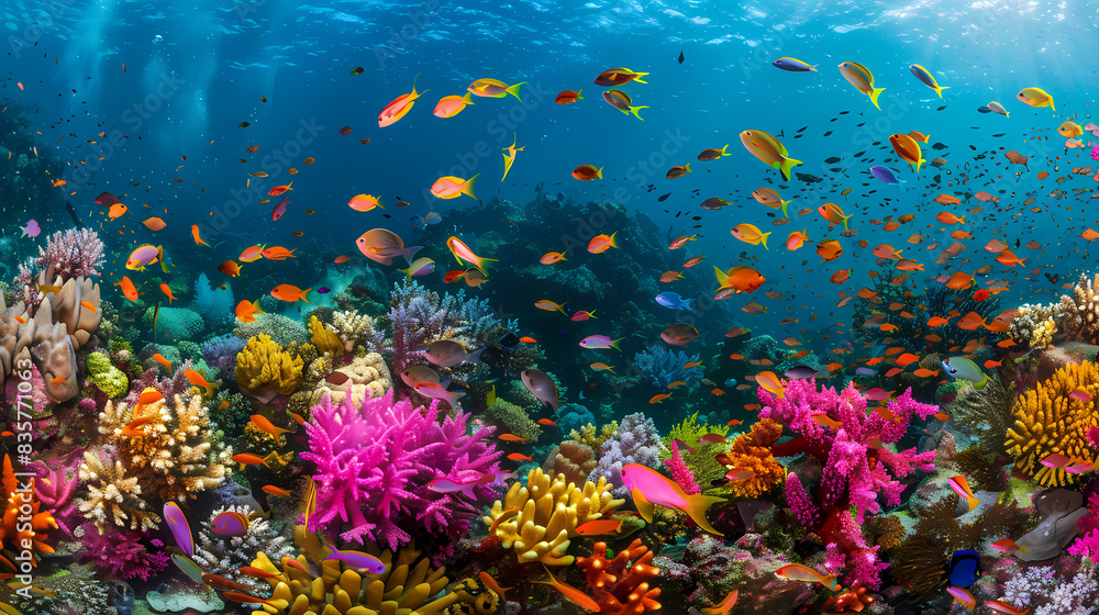 Many species of fish and coral reefs in the sea. Many species of fish and coral reefs in the sea.