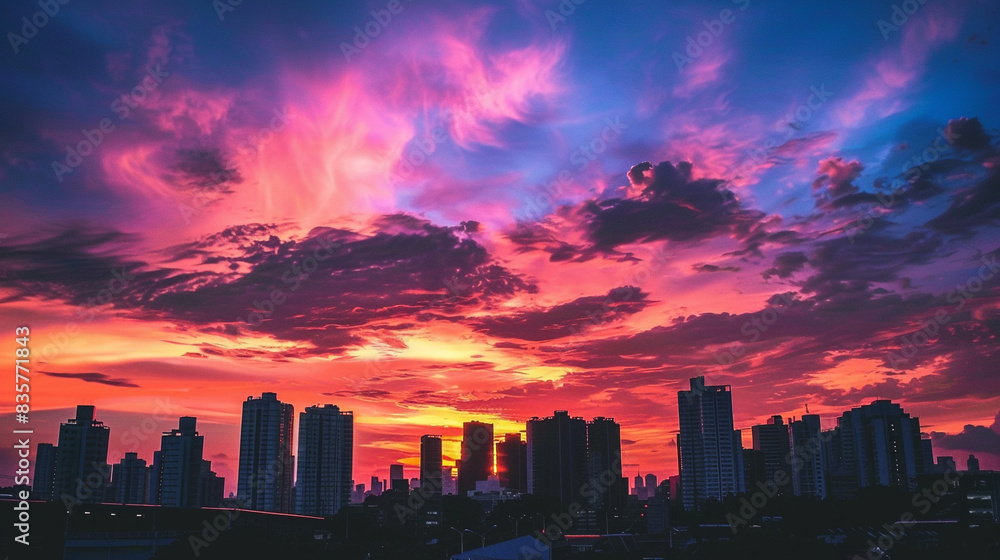 sunset over a city skyline sunset over a city skyline