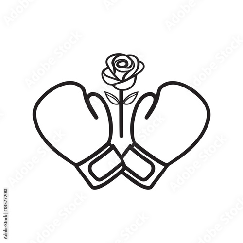 Illustration of boxing gloves with rose flower