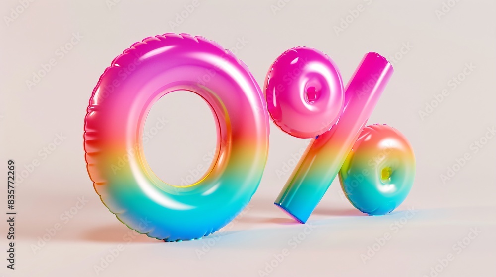 Colorful Inflatable 0% Symbol on a Light Background - Perfect for Promotions, Discounts, Sales, and Marketing Colorful Inflatable 0% Symbol on a Light Background - Perfect for Promotions, Discounts, Sales, and Marketing