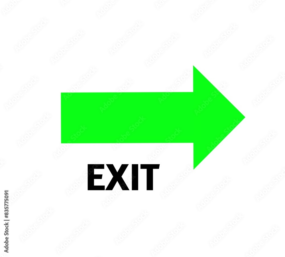 A green exit icon on a white background A green exit icon on a white background