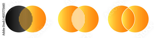 Venn diagram, intersection of two circles chart. Two circle merge infographic