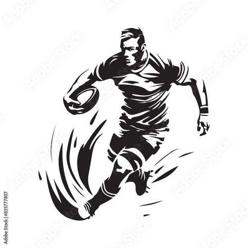Rugby player with ball, abstract vector silhouette Stock Vector 