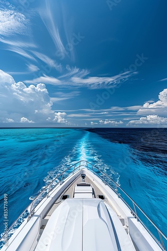 Indulging in a highend yacht vacation  copy space  exclusive theme  dynamic  fusion  azure sea backdrop