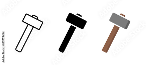 Sledge hammer icon. Hammer tool vector icons. Blacksmith instrument hummer signs. Vector