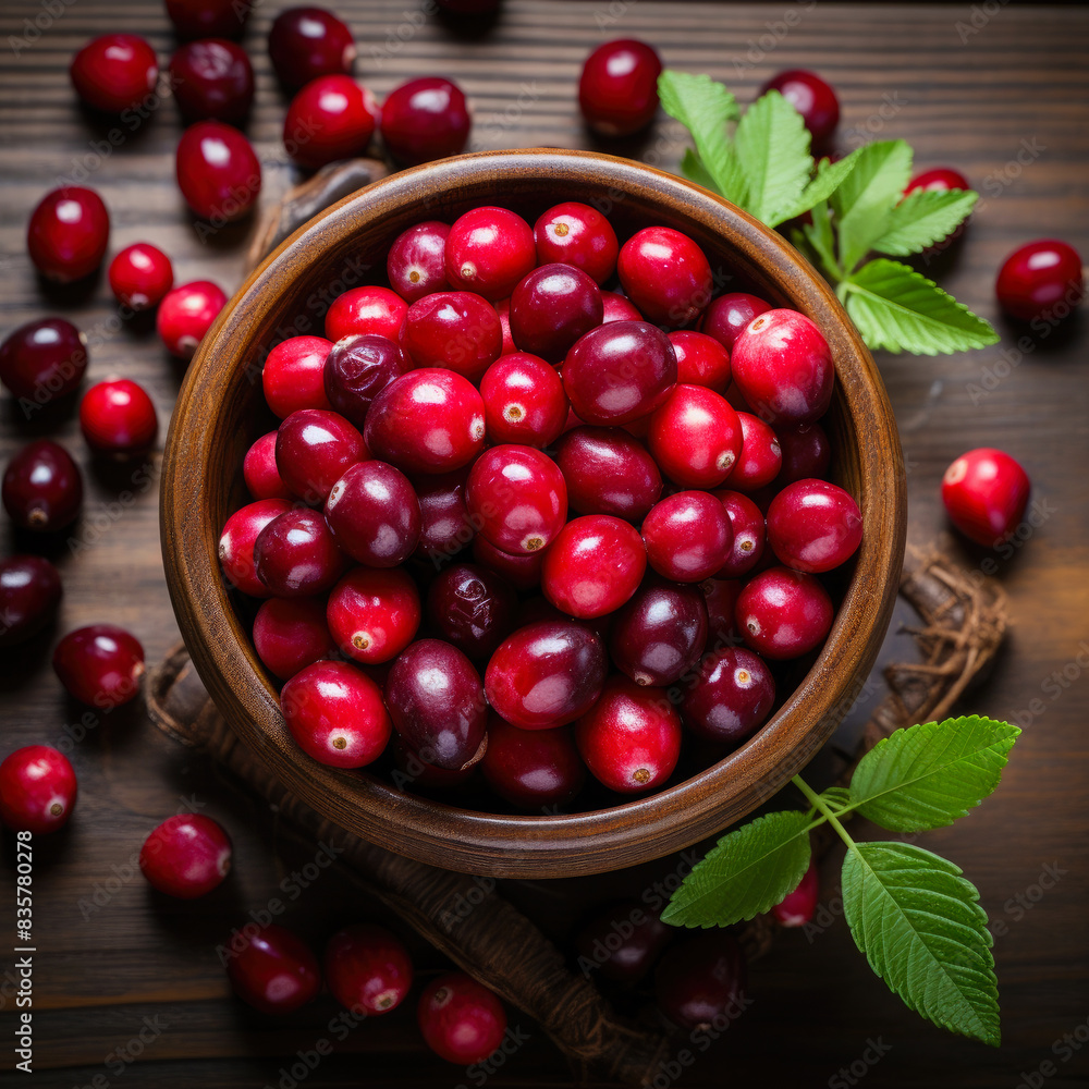Cranberry banner. Bowl full of cranberries. Close-up food photography background Cranberry banner. Bowl full of cranberries. Close-up food photography background