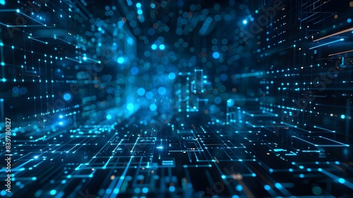 Digital background perfect for tech processes  neural networks  artificial intelligence  data transfer and encryption  digital archives  sound and graphic presentations  science  education  etc.