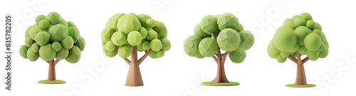 A 3D cartoon tree model ideal for nature-themed designs isolated on transparent background cutout png