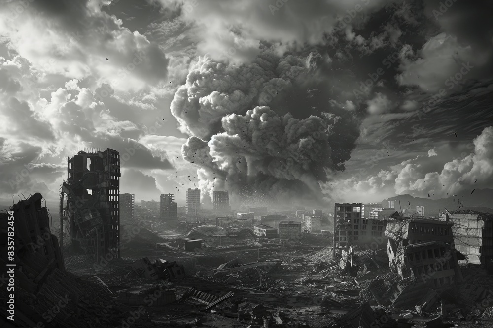 The city was destroyed by a nuclear bomb. real photo The city was destroyed by a nuclear bomb. real photo