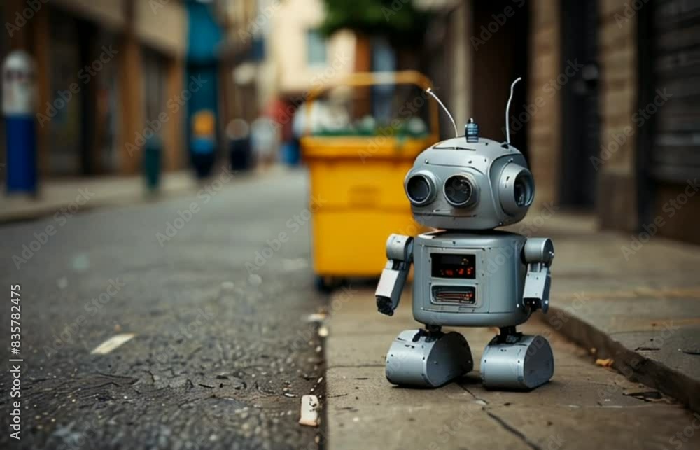 A little robot at street, robot 