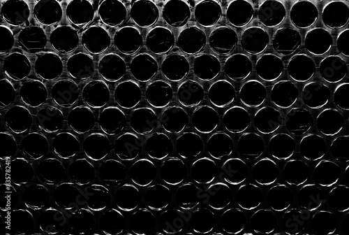 Black and white bubble wrap concept with contour halos in a dark style