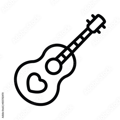 Guitar with heart symbol showing concept icon of wedding music