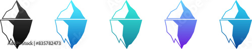 Iceberg silhouette gradient icon set. Ice berg vector icon