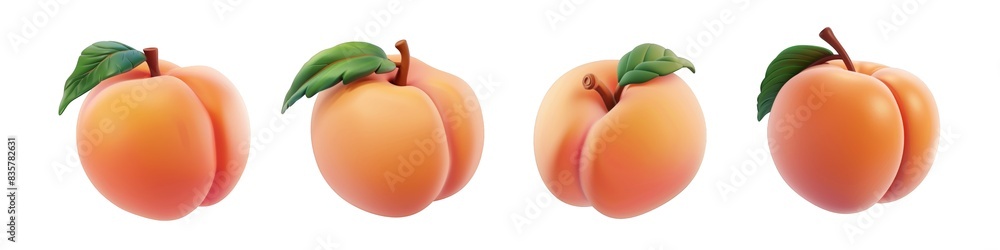 3D cartoon peach model is ideal for food-related designs and projects isolated on transparent background cutout png 3D cartoon peach model is ideal for food-related designs and projects isolated on transparent background cutout png