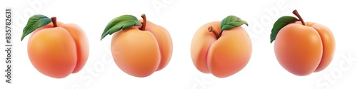 3D cartoon peach model is ideal for food-related designs and projects isolated on transparent background cutout png