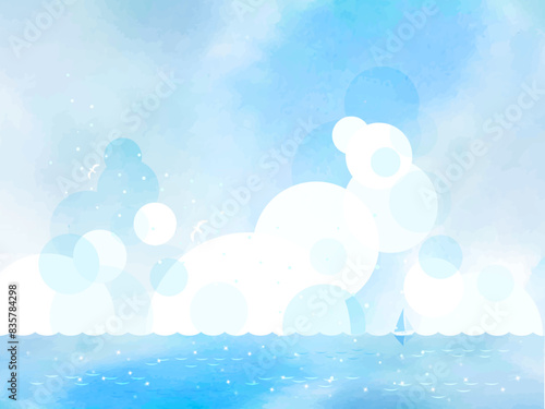 穏やかな夏の海の背景イラスト