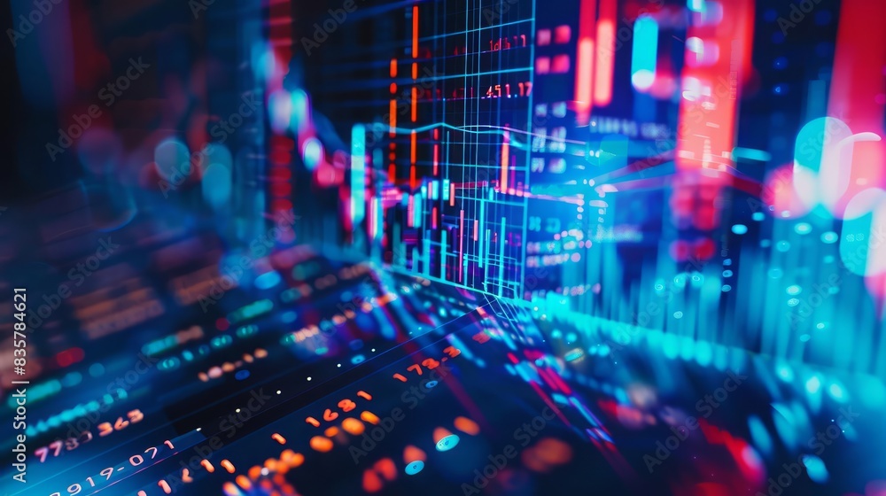 Economic downturns often result in decreased consumer spending and business investments, close up shot, focus on main subject, with HUD hologram, hitech style, with copy space Economic downturns often result in decreased consumer spending and business investments, close up shot, focus on main subject, with HUD hologram, hitech style, with copy space