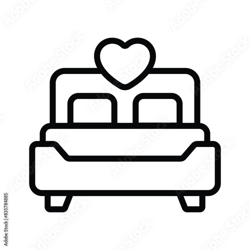 Honeymoon, wedding bed vector design