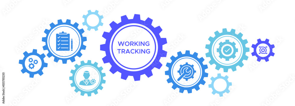 Tacking Work Vector Working tracking banner website icons vector illustration concept with ...