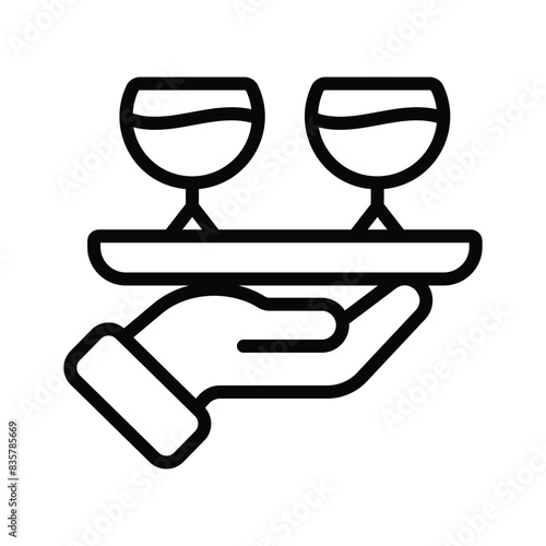 Drink glass on hand showing concept icon of drink serving vector design