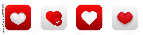 Heart health mobile app 3d modern icon. Love heart new style phone application icon