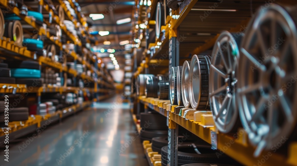 Fototapeta premium Automotive Parts Stocked in Warehouse