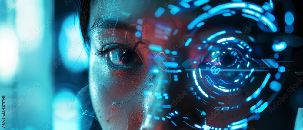 Showcasing medical innovation that transforms patient care and treatment modalities, close up shot, focus on main subject, with HUD hologram, hitech style, with copy space Showcasing medical innovation that transforms patient care and treatment modalities, close up shot, focus on main subject, with HUD hologram, hitech style, with copy space