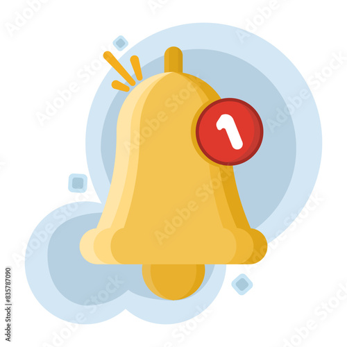 Bell Notification Pop up Concept, Number of new unopened or read notifications, unread message reminders, emails and messages, email marketing campaigns, new email messages, flat vector illustration.