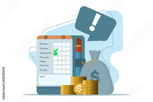 The Salary Ladder concept is an automatic or recurring payment schedule agenda that is successfully created on a calendar and checkmarks, billing time, income day date, financial plan.
