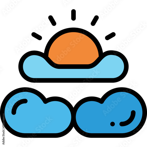 partly cloudy filled outline icon