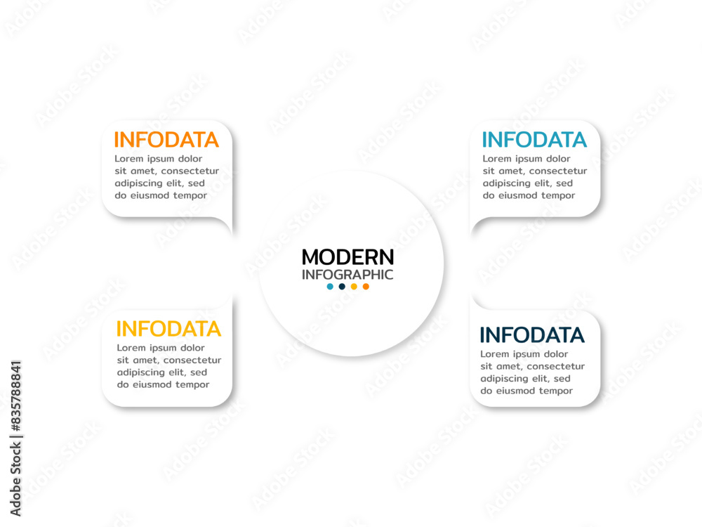 Obraz premium Modern infographic template with 4 steps or options, workflow, process diagram, presentation.