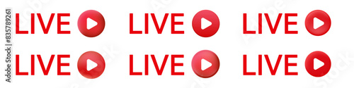 Online video broadcast red icon. Live stream logo.